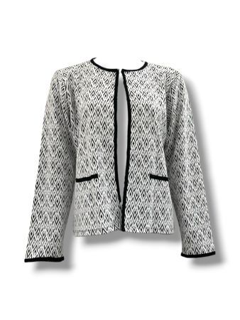 AB00079 - Monochrome Geometric Print Open Front Jacket
