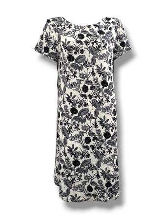 AB00100 - Monochrome Floral Print Midi Dress