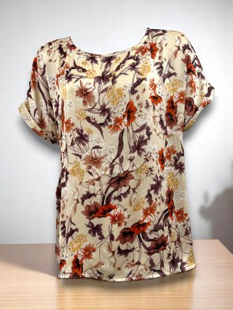 AB00214 - Women's Floral Printed Satin Top