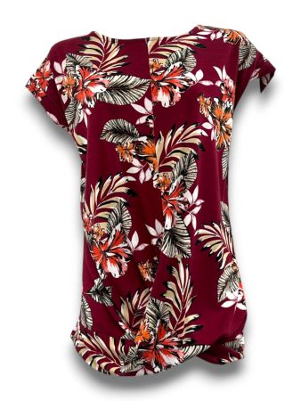 AB13668 - Women's Tropical Floral Twist-Hem Top