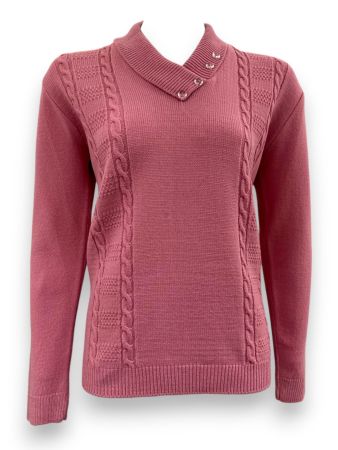 4 BUTTON V NECK LONG SLEEVE LADIES JUMPER