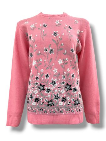 Women's Floral Round Neck Full Sleeve Jumper - VLK 14059L