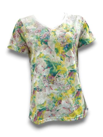 SC00340 - Springtime Floral V-Neck Top