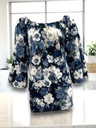 SC00354 - Midnight Bloom Off-Shoulder Top
