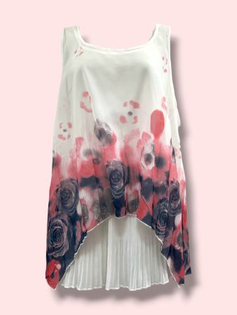 Watercolor Rose Layered Sleeveless Top - SC00753
