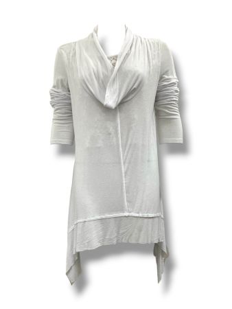 SC00758 - Ivory Drape Neck Asymmetric Tunic