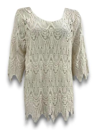 SC00934 - Women's Vintage-Inspired Crochet Lace Top