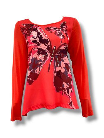 SC02819 - Butterfly Print Long Sleeve Top