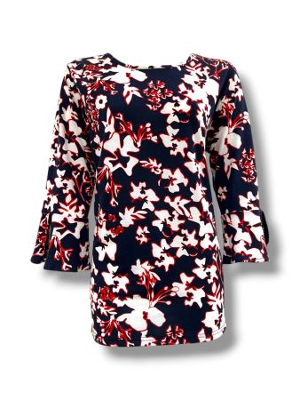 SC03173 - Floral Print 3/4 Sleeve Cuff Top