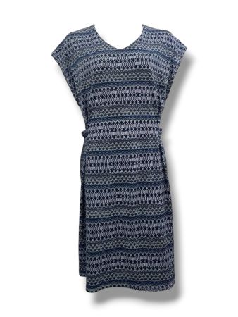 SC03200 - Geometric Print Tie-Waist Midi Dress