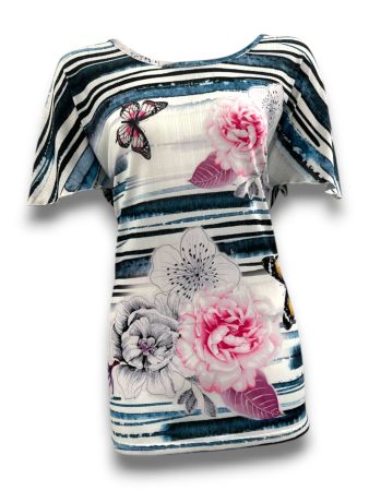 SC03242 -Butterfly Bloom Stripe Top