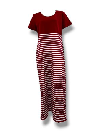SC03469 - Striped Maxi T-Shirt Dress
