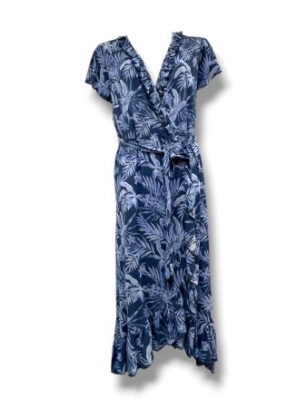 SC03488 - Tropical Print Ruffle Wrap Dress