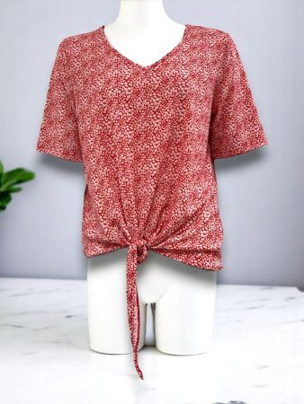 SC04188 -  Crimson Bloom Tie-Front Top