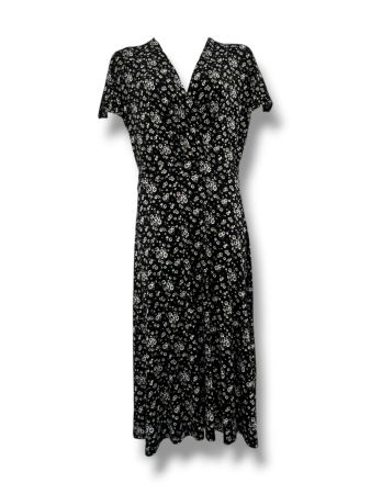 SC04239 - Ditsy Floral Print Wrap Midi Dress