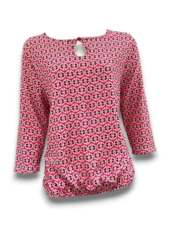 SC14878 -  Geometric Print Keyhole Top