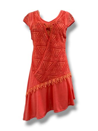 Coral Crochet Detail Asymmetric Top - SCLT00522
