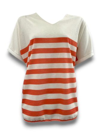 VJLIT1492 - Linen Blend Striped Tunic Top