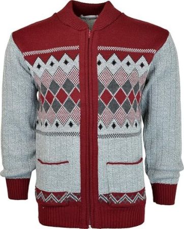 Men's Zip-Up Knitted Pattern Cardigan